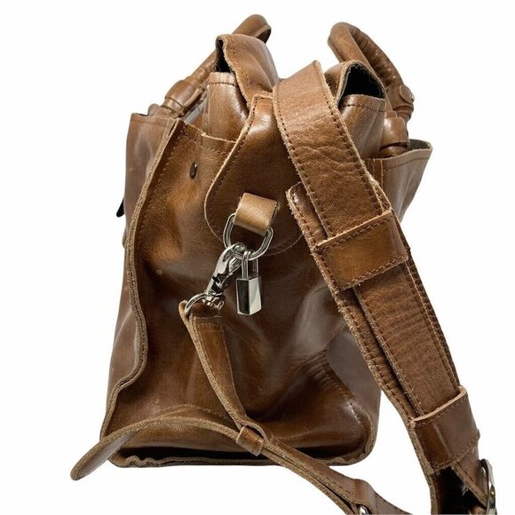 Amerileather Holmes Investigator Bag Brown Leather Pockets Dual Handle New - Picture 3 of 12
